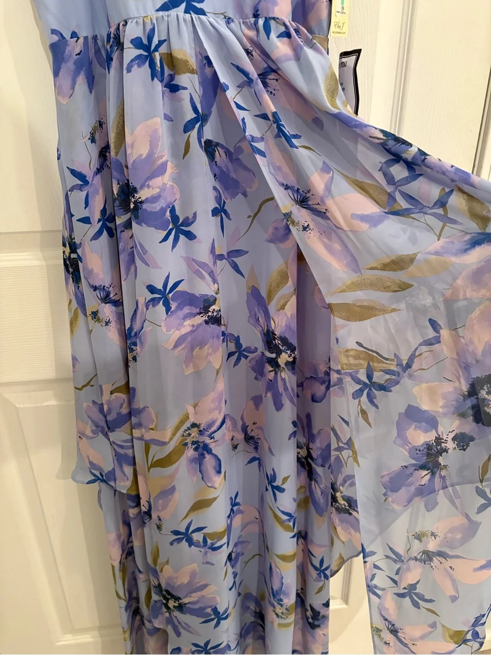 Eliza J Lavender Floral Tie-Neck Maxi Dress - Picture 6 of 10